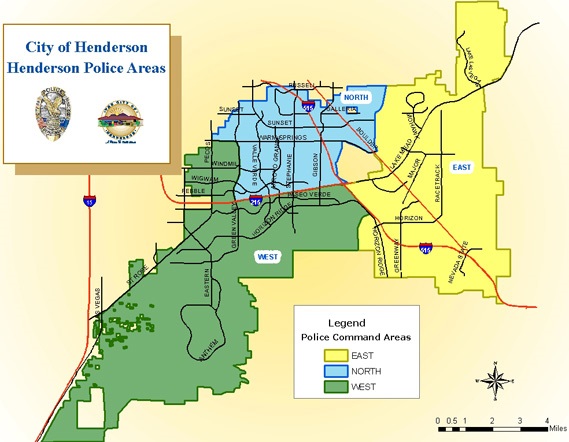 Henderson Police Areas map